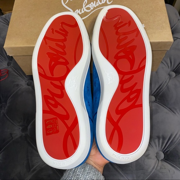 SOLD New Men’s Size 43 Christian Louboutin Rantulow Blue Low Top Sneakers - Picture 5 of 6